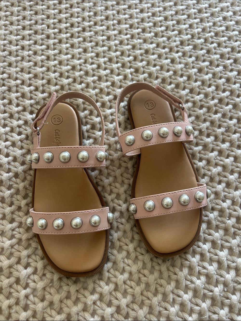 Cat & Jack Pink Studded Double-Strap Sandals